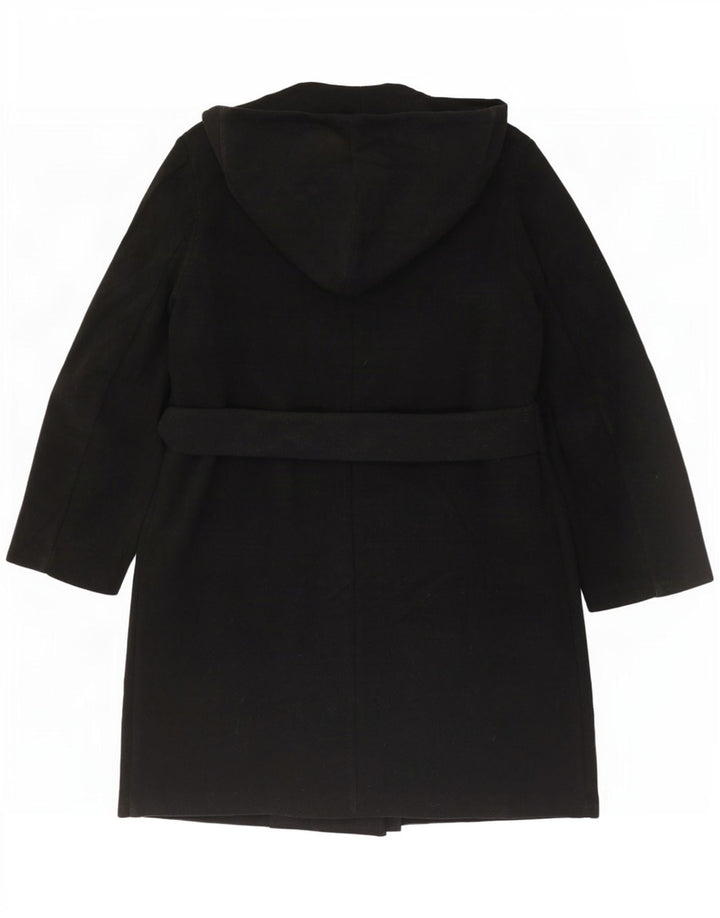 Palton dublu cu glugă pentru femei Zara UK 18 XL Poliester negru