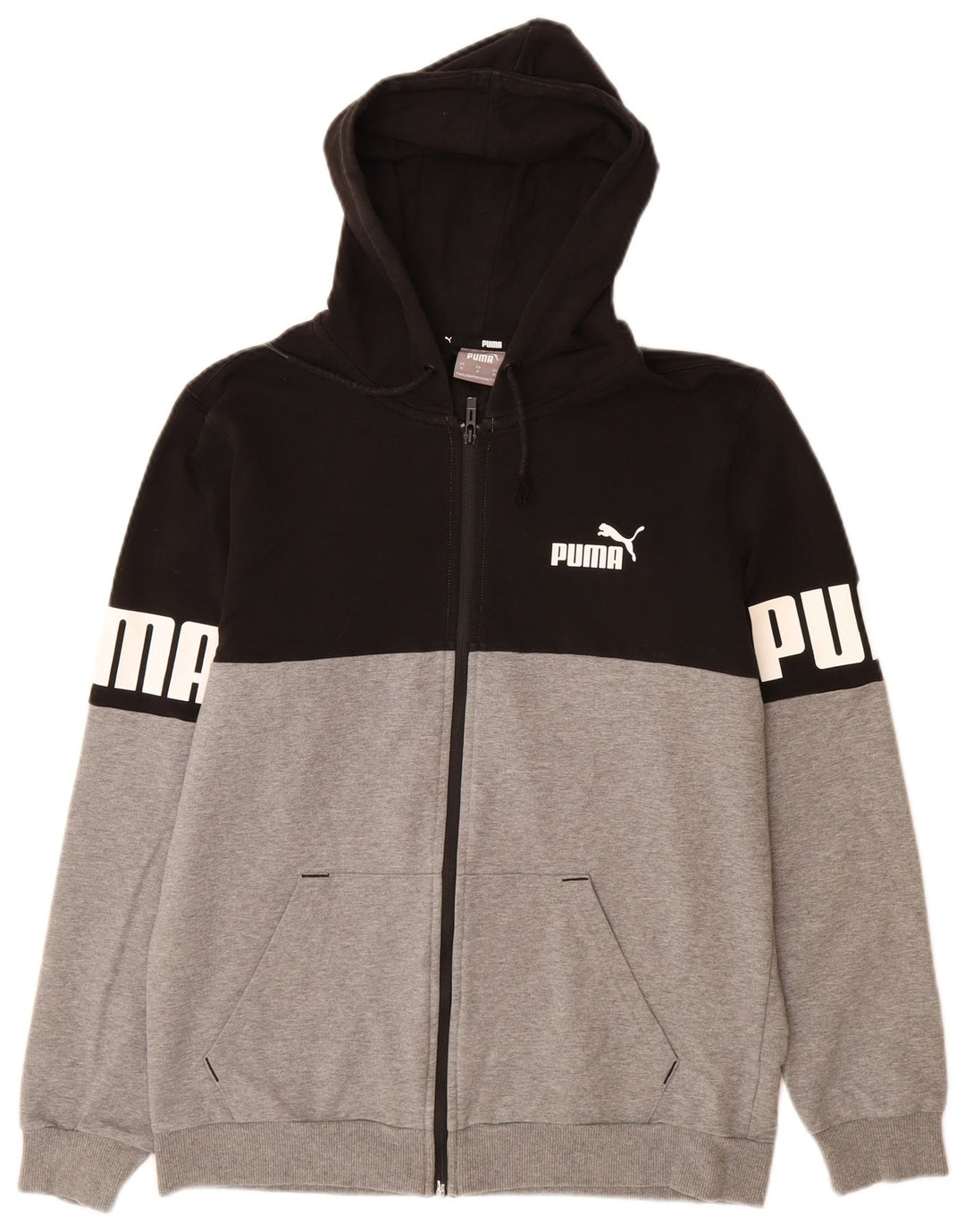 Pulover PUMA Graphic Zip pentru bărbați, bumbac colorblock mediu, negru