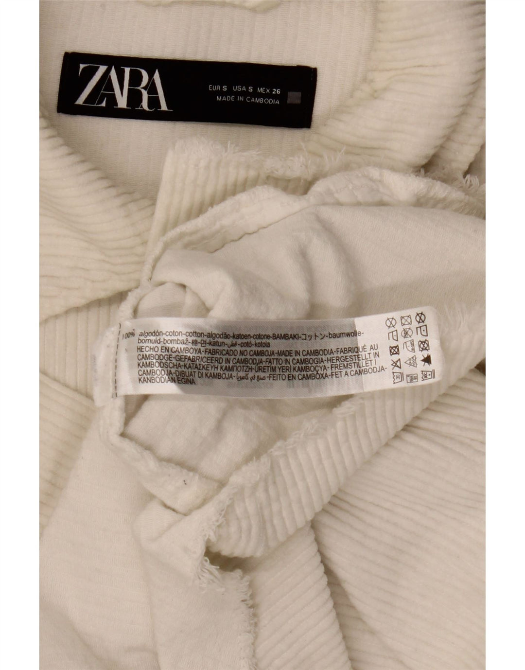 Jachetă supradimensionată din velur pentru femei Zara UK 10, bumbac alb mic