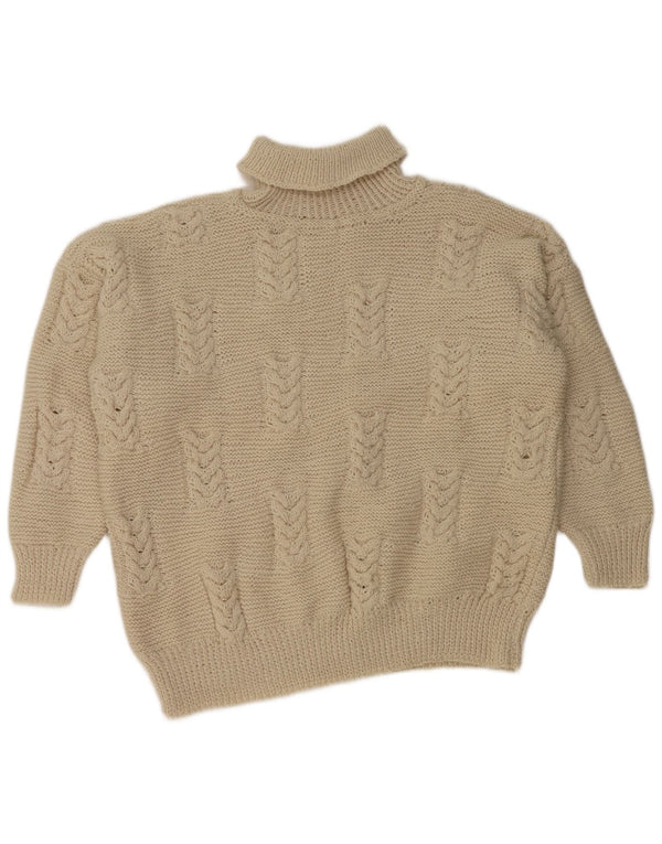 Pulover vintage pentru femei cu gât rulat, pulover UK 20 2XL alb