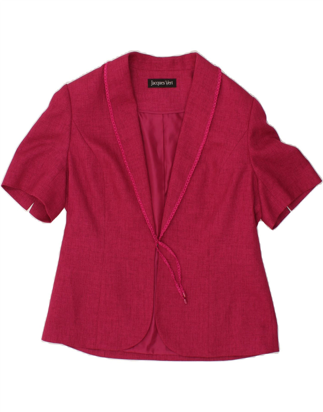 JACQUES VERT Womens Short Sleeve Blazer Jacket UK 14 Large Pink Polyester Vintage Jacques Vert and Second-Hand Jacques Vert from Messina Hembry 