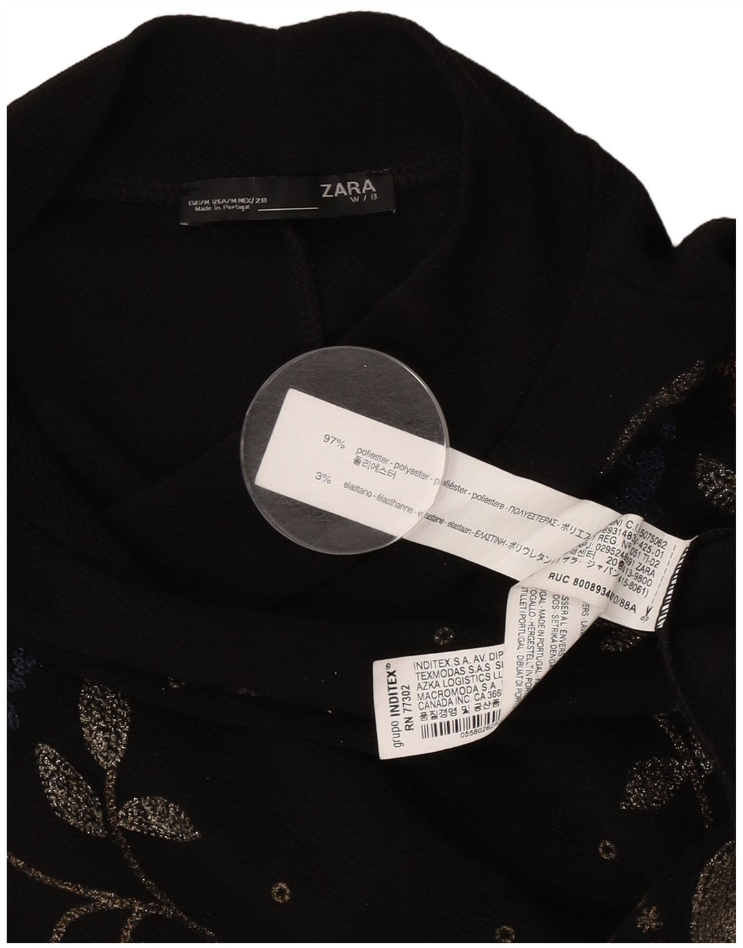 Rochie schimbătoare cu mânecă lungă pentru femei Zara UK 14 Medium Black Floral Poliester
