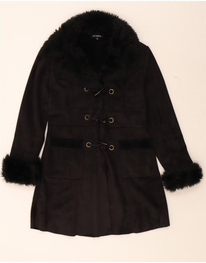 CREATION Womens Sherpa Duffle Coat UK 14 Medium Black Polyester Vintage Creation and Second-Hand Creation from Messina Hembry 