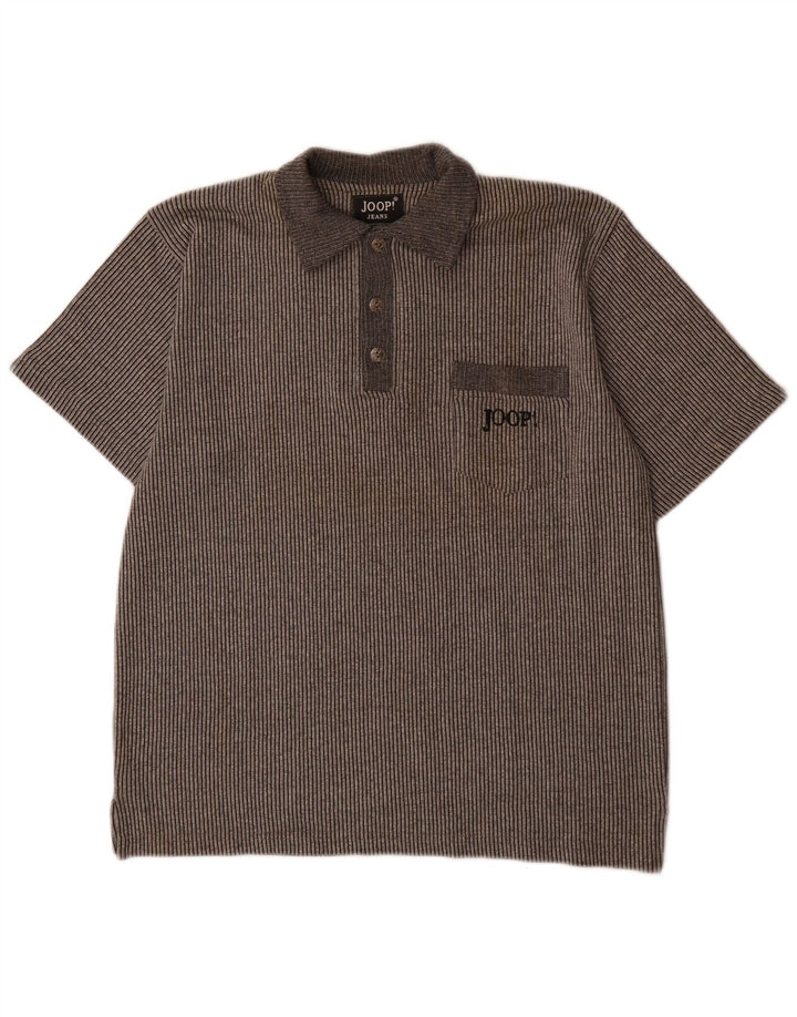 Tricou polo Joop pentru bărbați, bumbac cu dungi, gri mediu