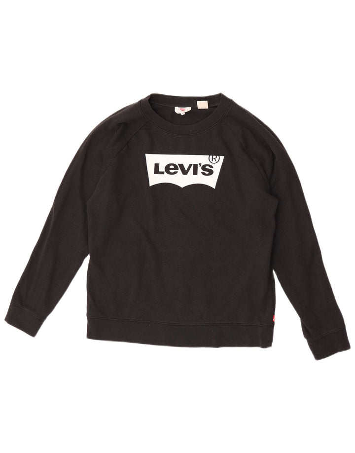 Levi's Pulover supradimensionat cu grafic pentru femei UK 10 Bumbac negru mic