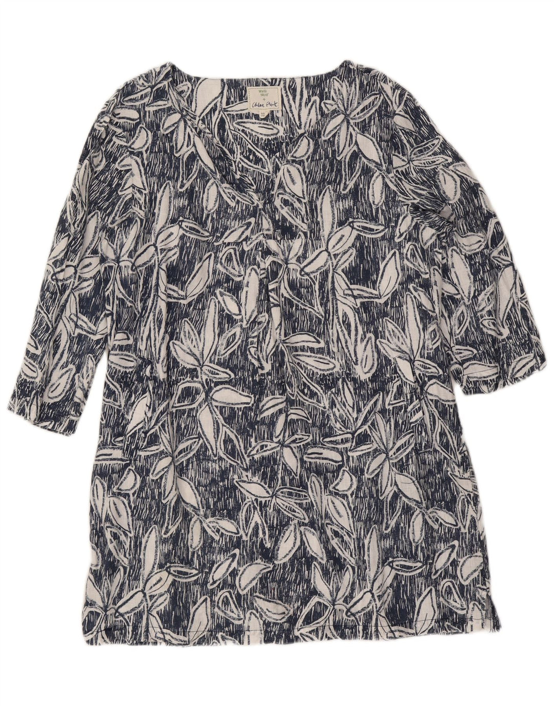 White Stuff Rochie pentru femei cu mâneci 3/4, UK 12, in Floral, albastru mediu