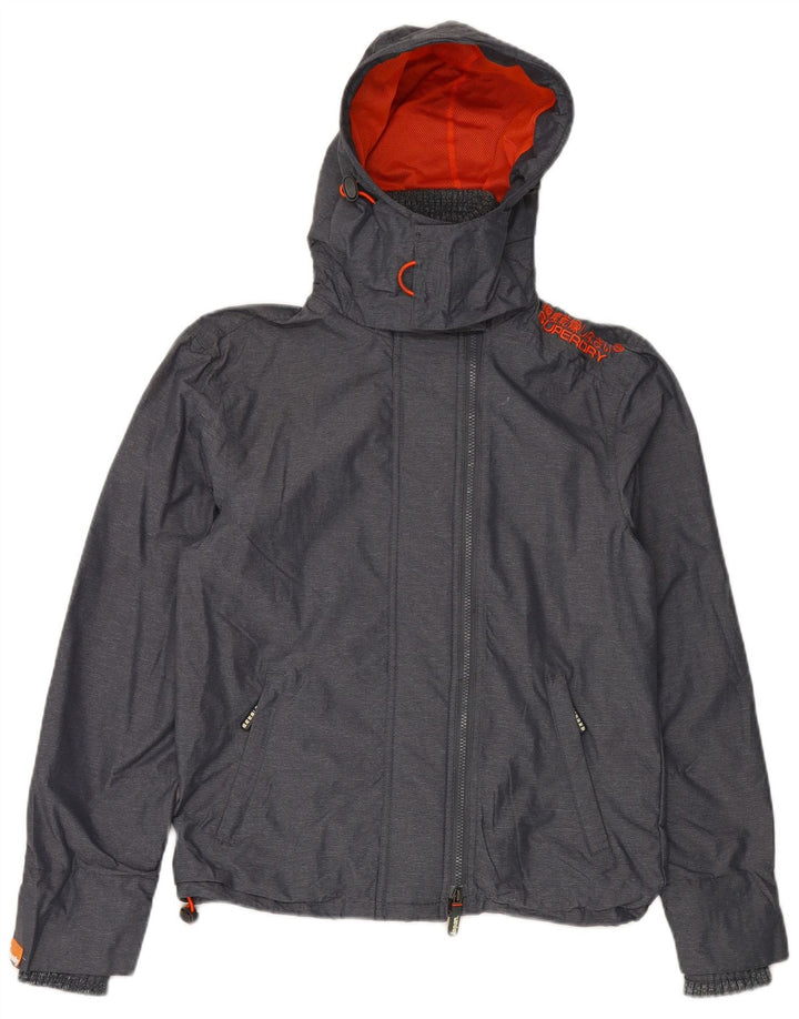 Jachetă de vânt cu glugă SUPERDRY pentru bărbați, UK 36, nailon gri mic