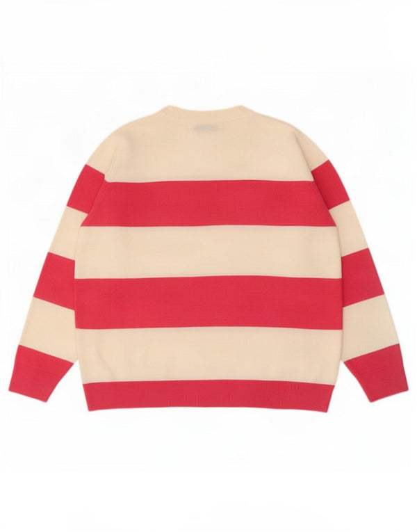 Pulover pentru damă Zara, cu gât de barcă, UK 16, mare, roz, cu dungi acrilice