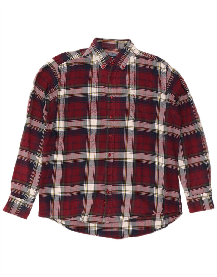 Cămașă de flanel pentru bărbați COMMANDER Mărimea 41/42, bumbac cu carouri burgundy mare