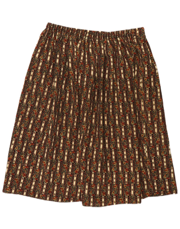 Fusta evazată vintage pentru femei cu talie înaltă Marea Britanie 22/24 2XL W34 Kaki Floral