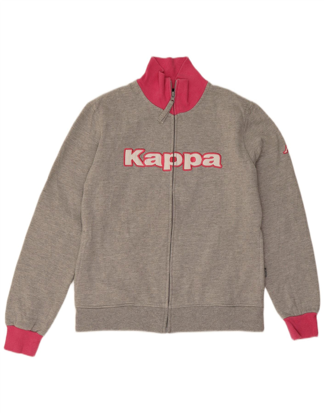 Jachetă de top pentru trening grafic Kappa pentru femei UK 12 Medium Gri Colorblock