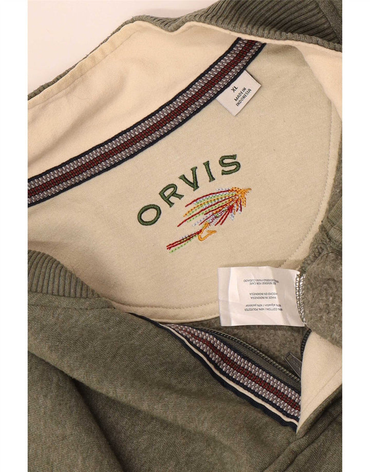 Pulover pentru bărbați Orvis, cu fermoar, cu gât, bumbac XL kaki