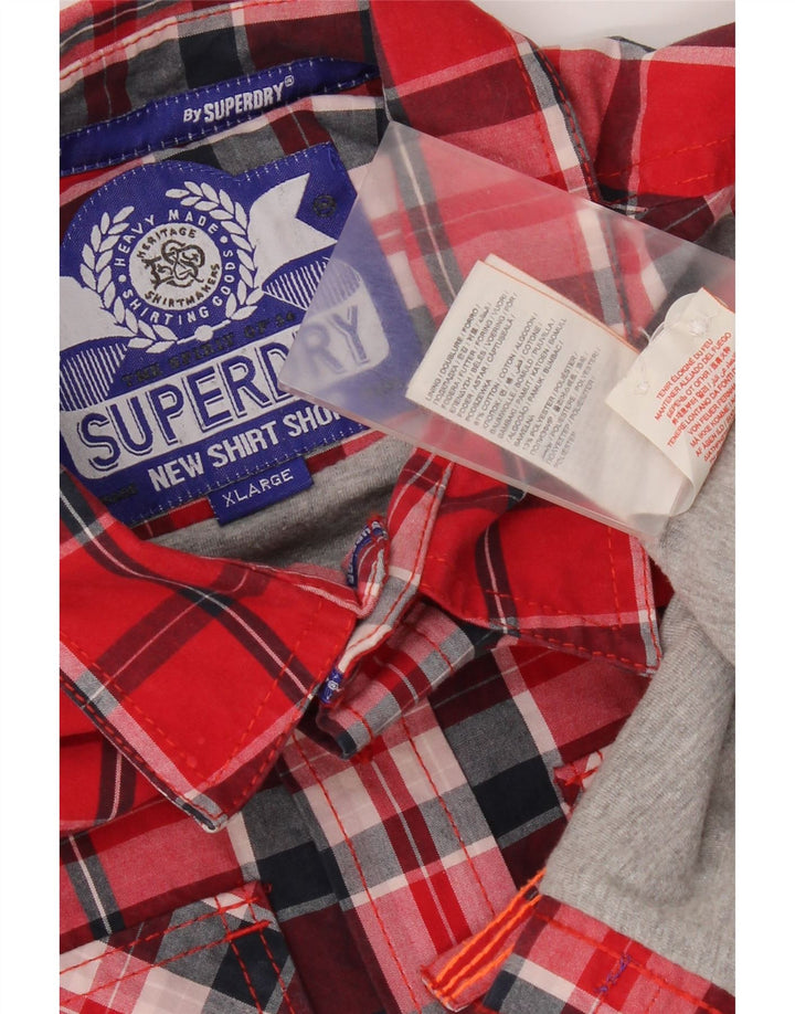 Cămașă pentru bărbați Superdry XL, bumbac carouri roșu