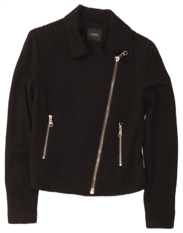 Jachetă pentru femei Guess Crop Blazer cu fermoar complet UK 8 Small Black Viscose