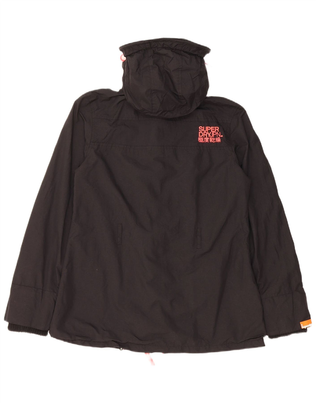 SUPERDRY Jachetă Windbreaker cu glugă pentru femei UK 10 Small Black Nylon