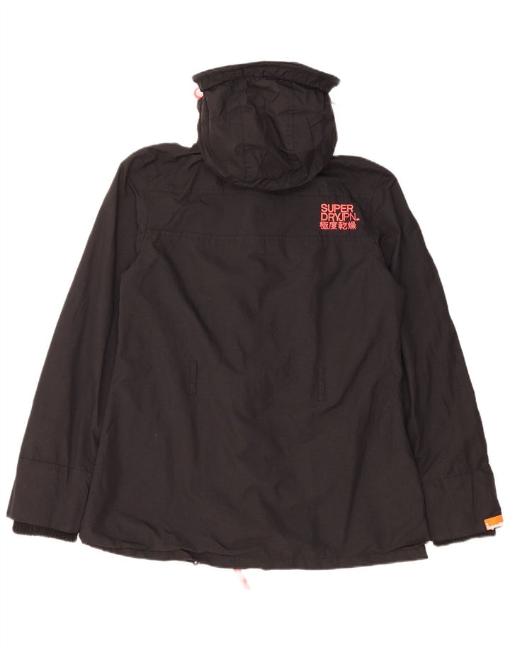 SUPERDRY Jachetă Windbreaker cu glugă pentru femei UK 10 Small Black Nylon