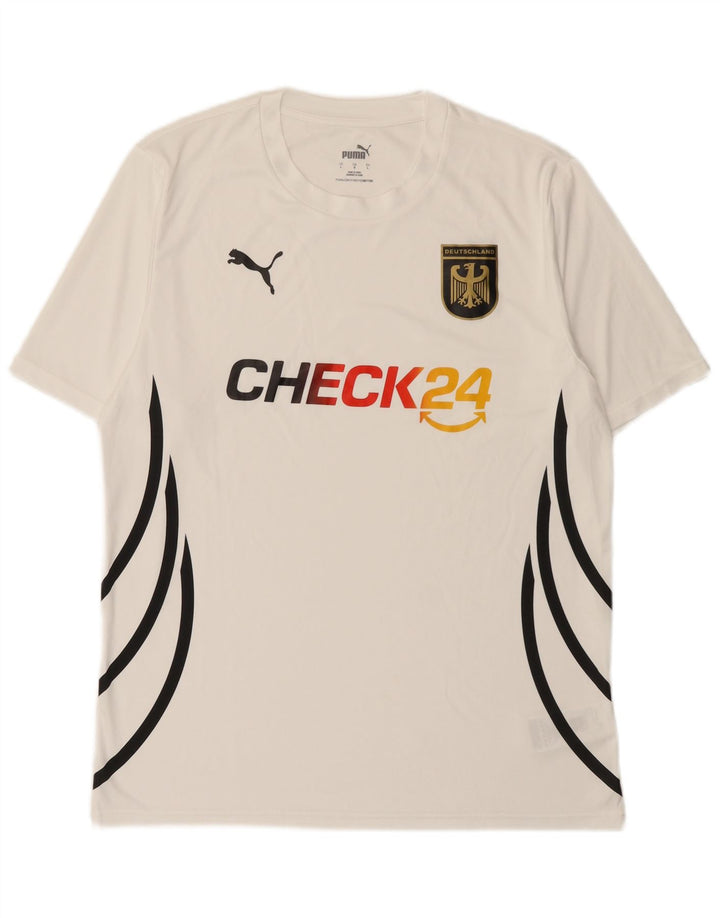 Tricou grafic Puma Deutshland pentru bărbați Top mare din poliester alb