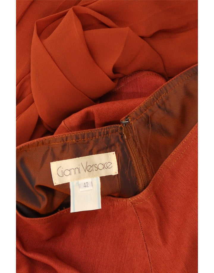Gianni Versace Pantaloni cullotes pentru femei IT 42 Medium W24 L16 Orange Silk