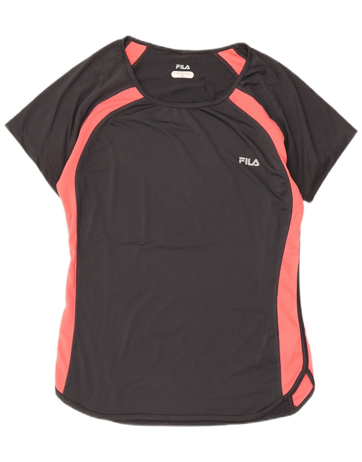 Top tricou FILA pentru femei UK 14, mare, negru, poliester color bloc