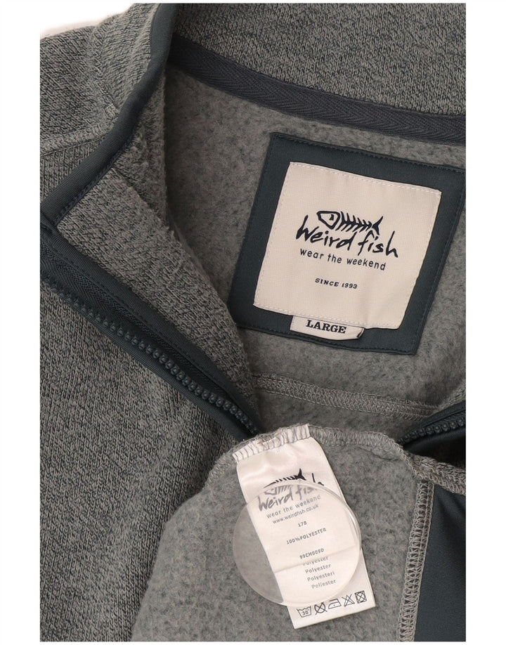 Hanorac pentru bărbați Weird Fish, cu fermoar, cu gât, din poliester mare, albastru