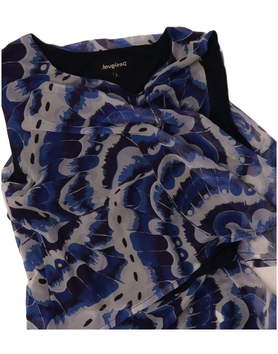 DESIGUAL Rochie asimetrică cu model abstract pentru femei UK 10 Small Blue