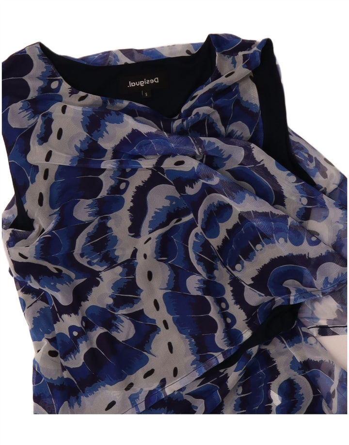 DESIGUAL Rochie asimetrică cu model abstract pentru femei UK 10 Small Blue