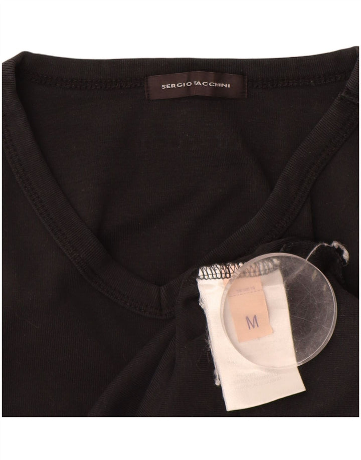 SERGIO TACCHINI Top pentru femei cu mânecă lungă UK 12 Bumbac mediu negru