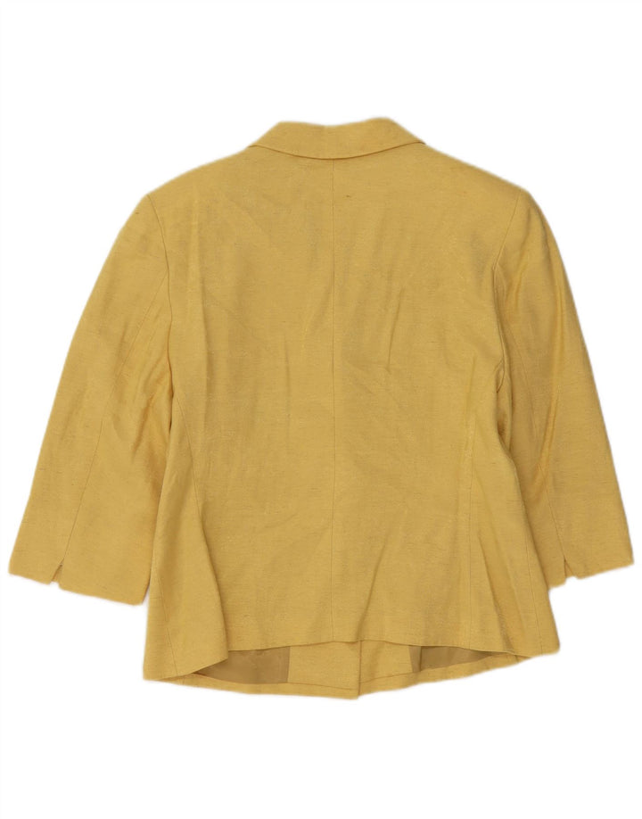 VINTAGE Top cardigan pentru femei cu mâneci jumate, UK 14, viscoză galbenă medie