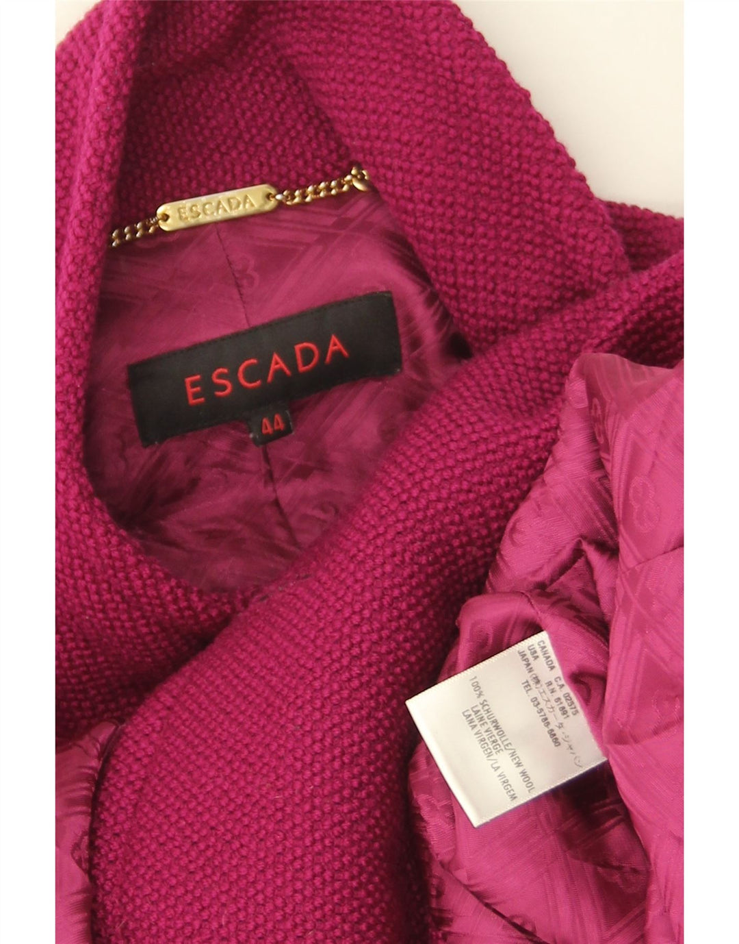 Palton dublu pentru femei Escada EU 44 XL Mov Lână nouă