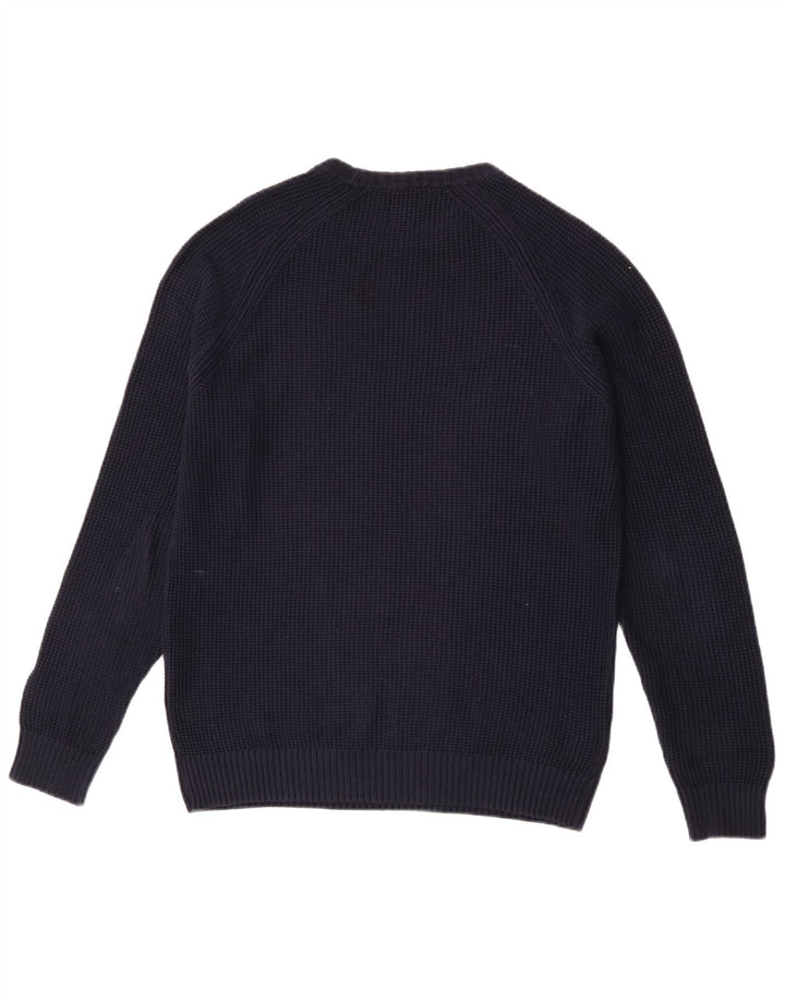 Pulover pentru bărbați Zara, cu decolteu, mare, albastru bleumarin, bumbac