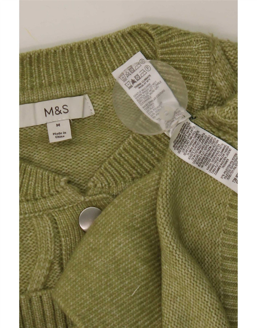 Pulover cardigan pentru femei Marks & Spencer UK 14 Poliester verde mediu