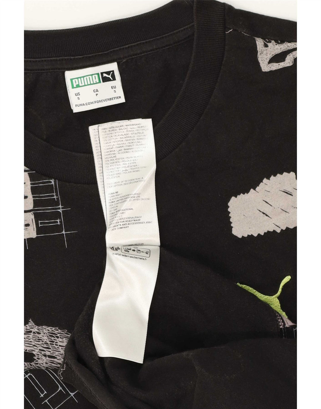 Tricou grafic Puma pentru bărbați Top mic bumbac negru