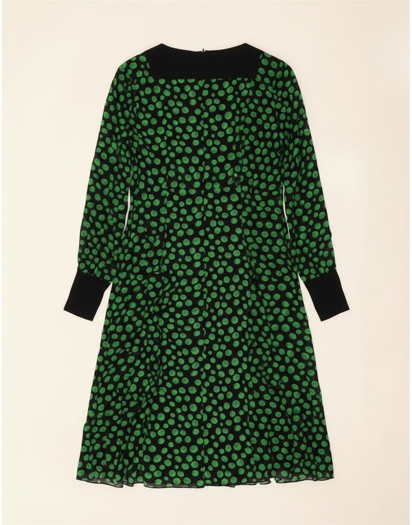 Max Mara Femei Intrend Rochie A-Line cu maneca lunga UK 12 Medium Black Spotted