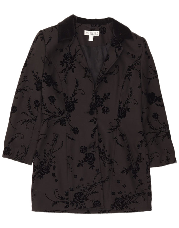 Sacou blazer Together pentru femei cu 2 nasturi cu paragate UK 12 Medium Black Floral