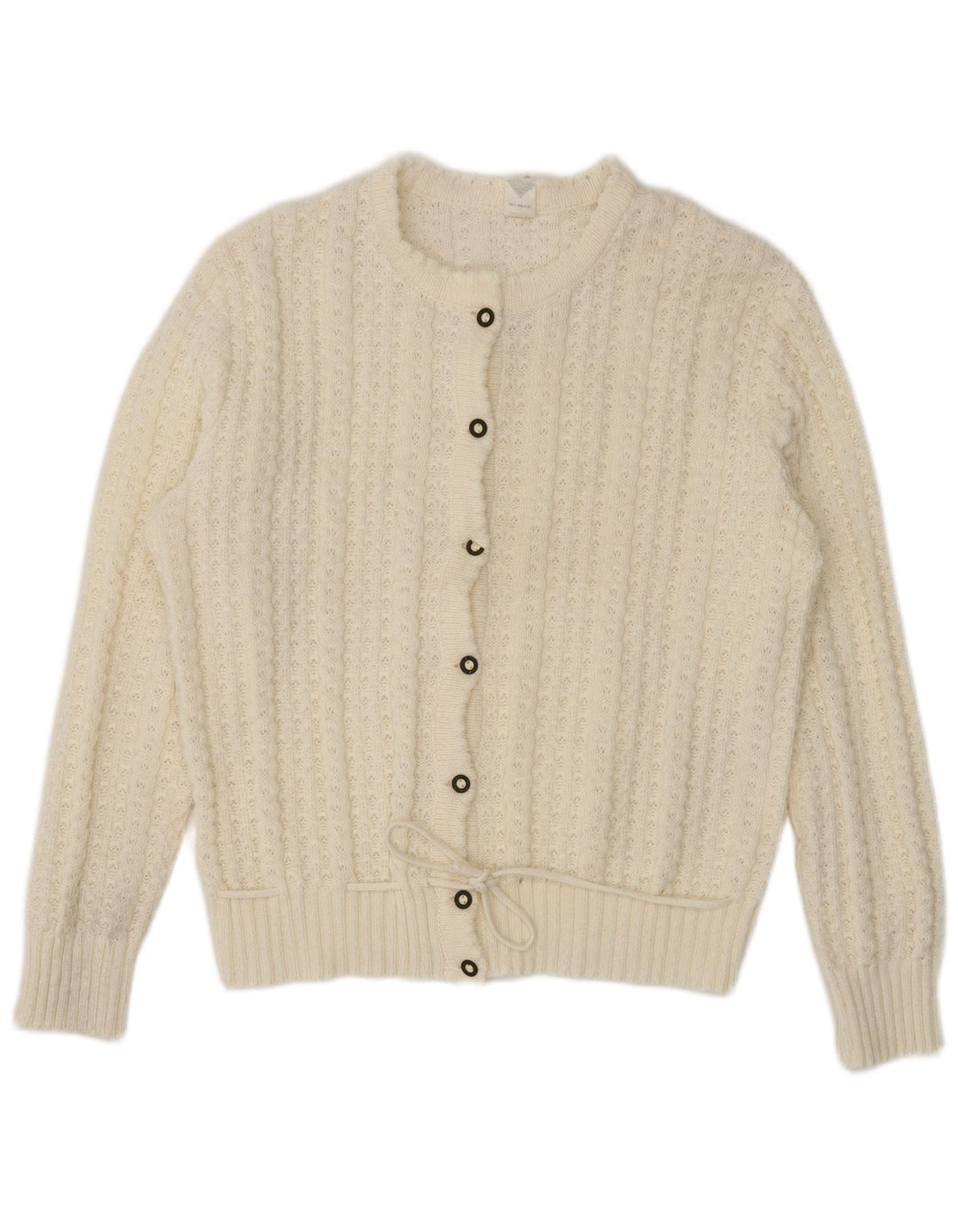 Pulover cardigan vintage pentru femei UK 16 mare, alb, poliacrilic