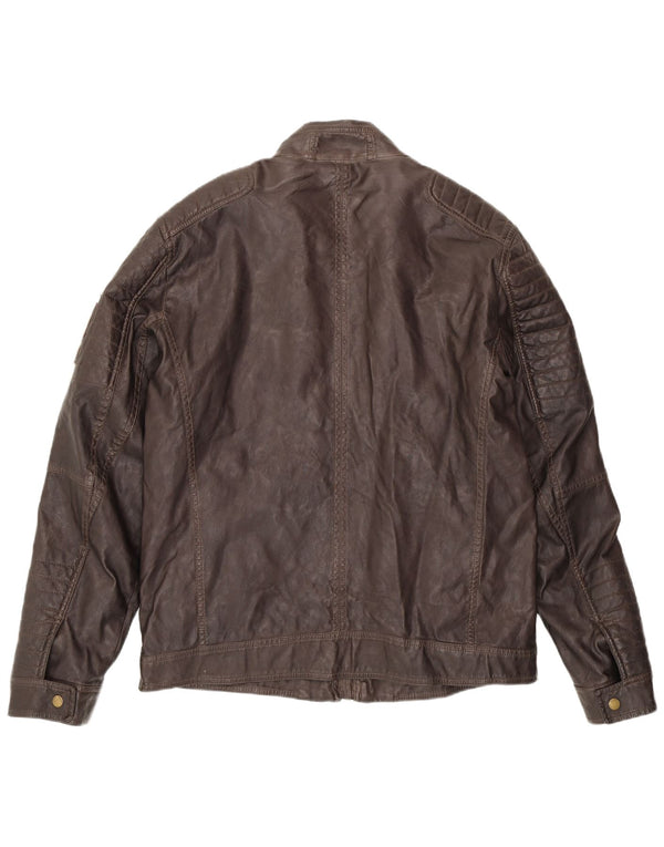 Jachetă de aviator de zbor pentru bărbați Racer din piele artificială Tom Tailor UK 42 XL maro