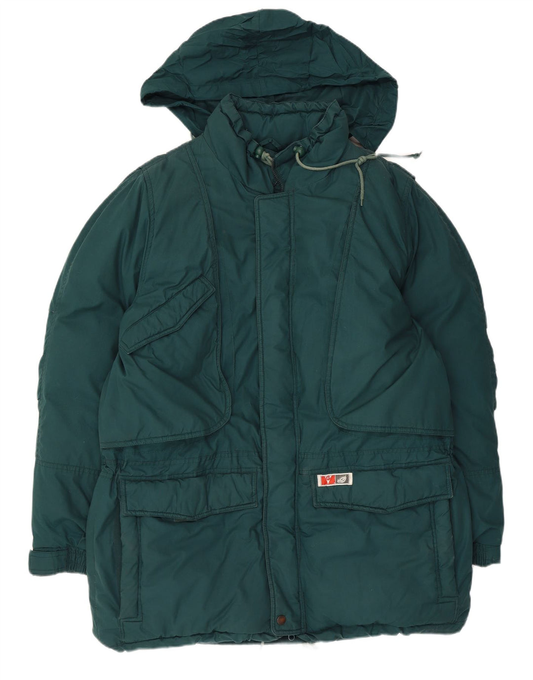 Jachetă de schi căptușită cu glugă vintage pentru bărbați IT 54 2XL Poliester verde