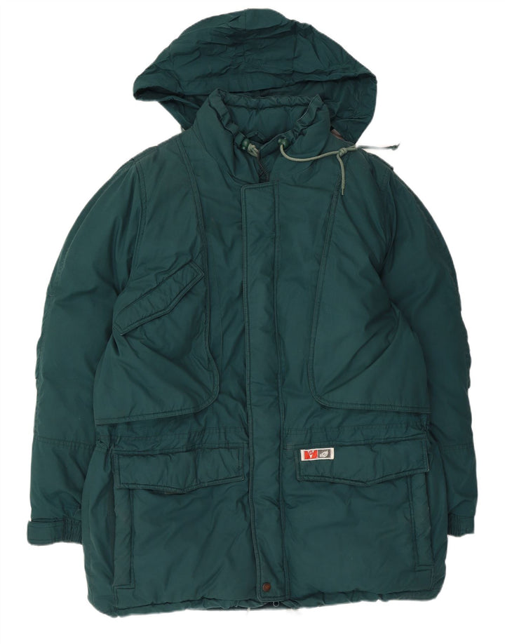 Jachetă de schi căptușită cu glugă vintage pentru bărbați IT 54 2XL Poliester verde