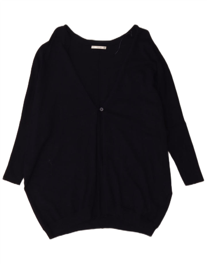 Pulover cu decolteu în V supradimensionat pentru femei Zara UK 14 Medium Bleumarin