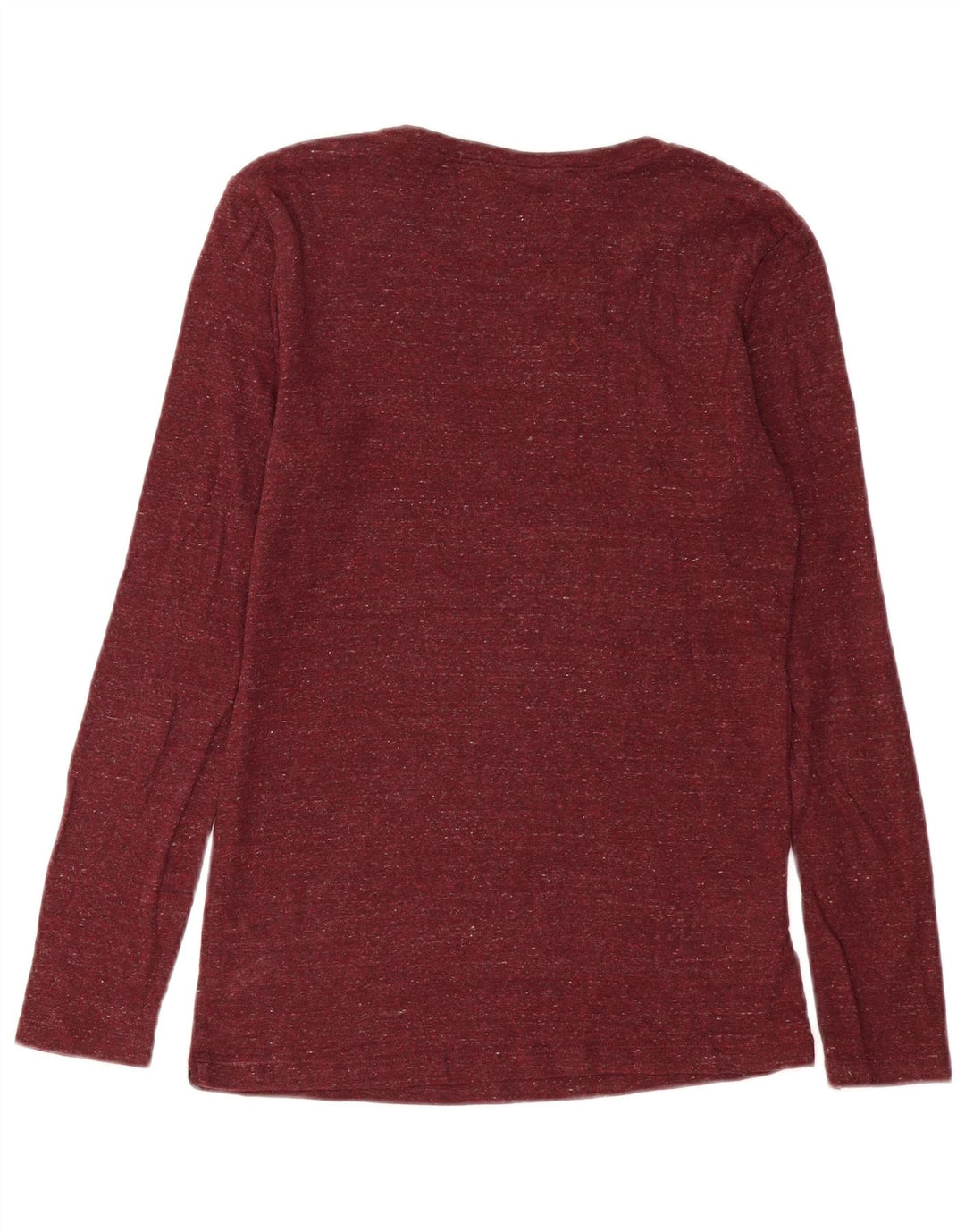 EDDIE BAUER Top pentru femei cu mânecă lungă UK 12 mediu burgundy bumbac cu pete