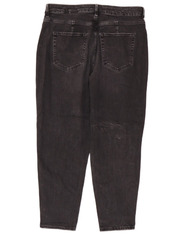 Marks & Spencer Womens Mom Tapered Jeans UK 14 Large W34 L26 Black Cotton