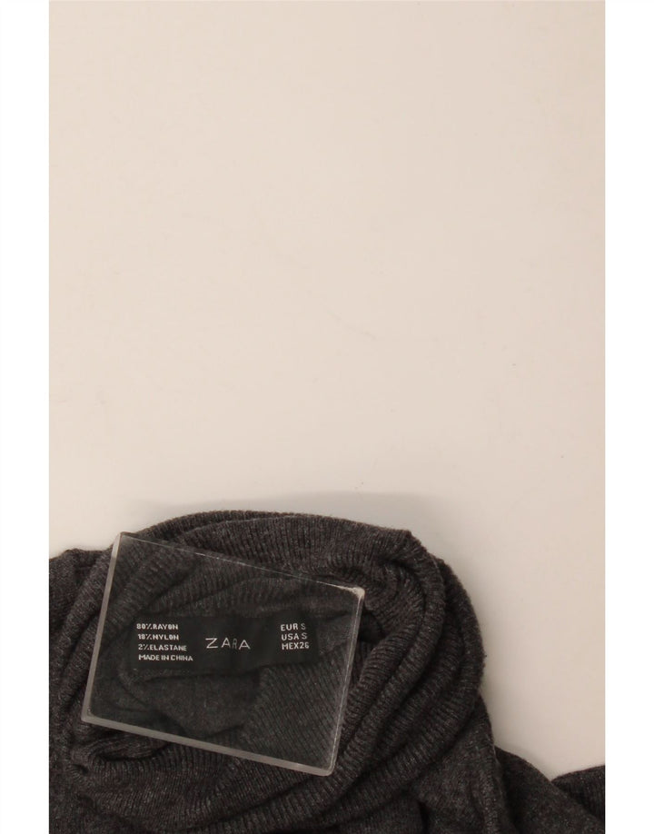 Pulover pentru femei cu gât rulat Zara UK 10, raion mic, gri