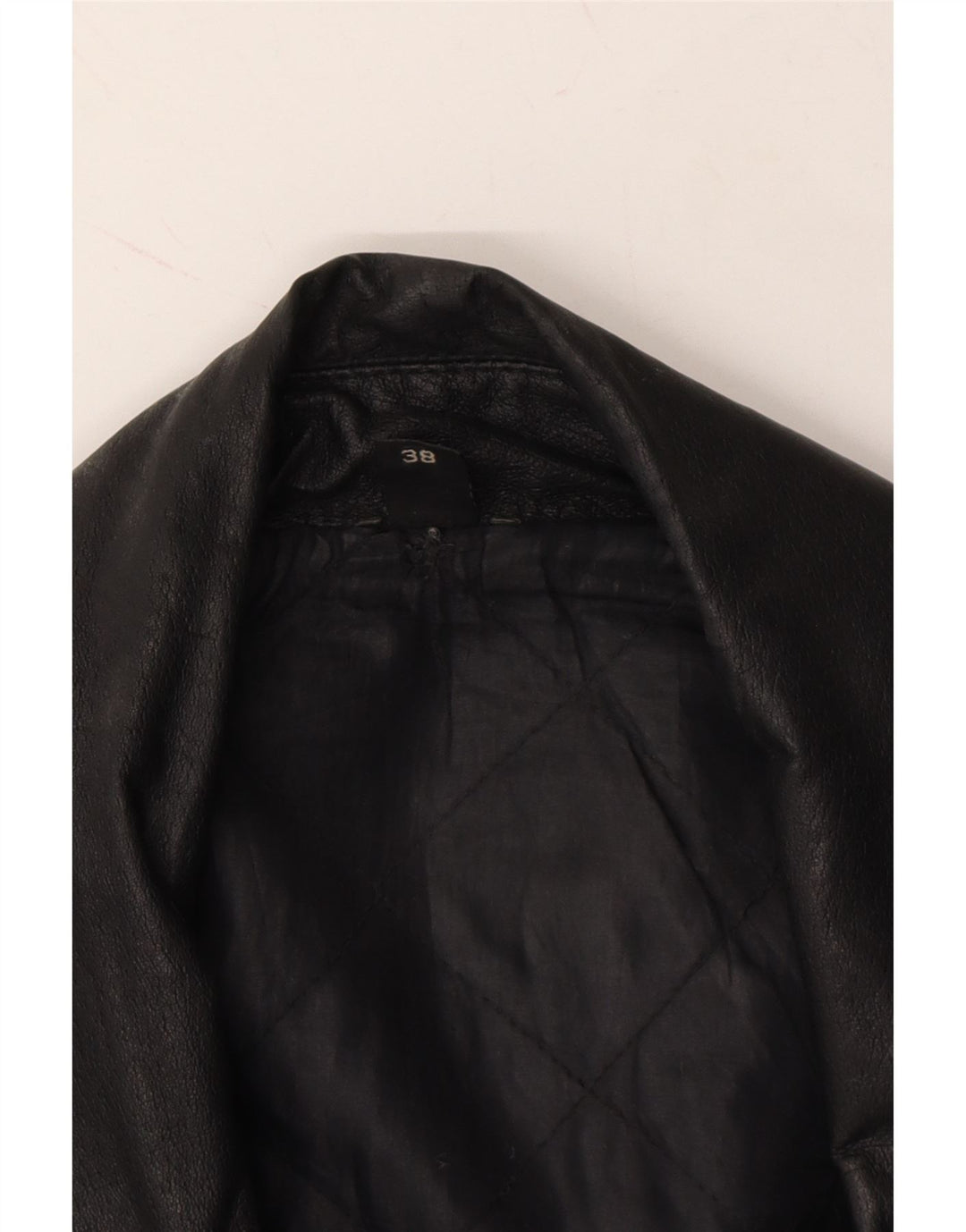 VINTAGE Womens Leather Coat EU 38 Medium Black Leather Vintage Vintage and Second-Hand Vintage from Messina Hembry 