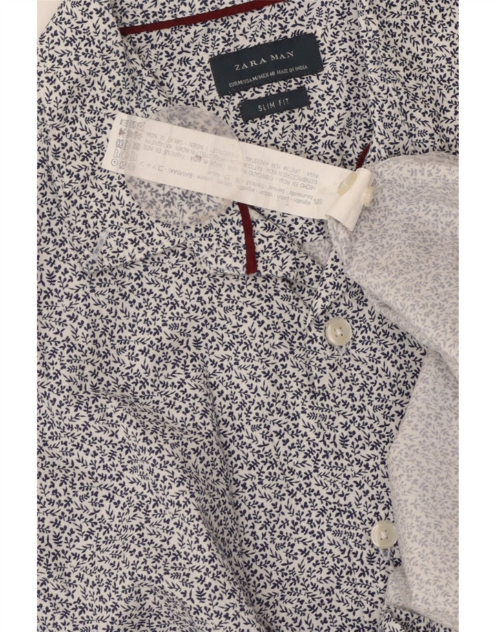 Cămașă pentru bărbați Zara Slim Fit Bumbac Floral Albastru Mediu