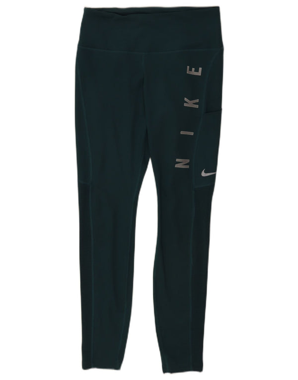 Leggings grafic Nike Dri Fit pentru femei UK 12 Poliester verde mediu