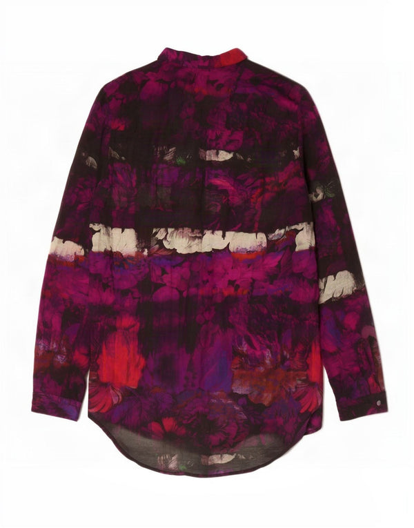 Cămașă cu paragate pentru femei Hugo Boss UK 10 mic, mov, floral, bumbac