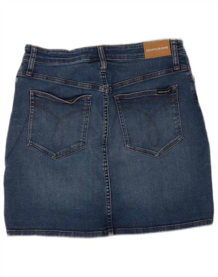 Fusta mini denim distressed pentru femei Calvin Klein W31 bumbac albastru mediu