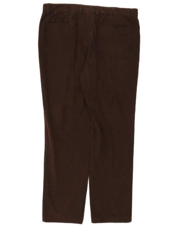 FAY Mens Straight Casual Trousers IT 56 3XL W36 L32 Brown Cotton