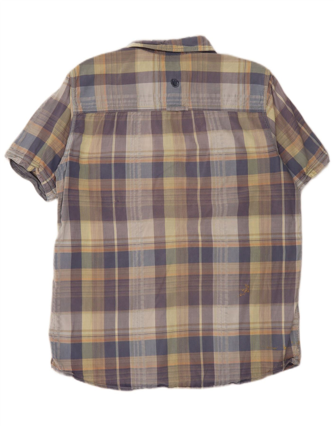 FAT FACE Mens Classic Fit Short Sleeve Shirt Large Blue Check Cotton