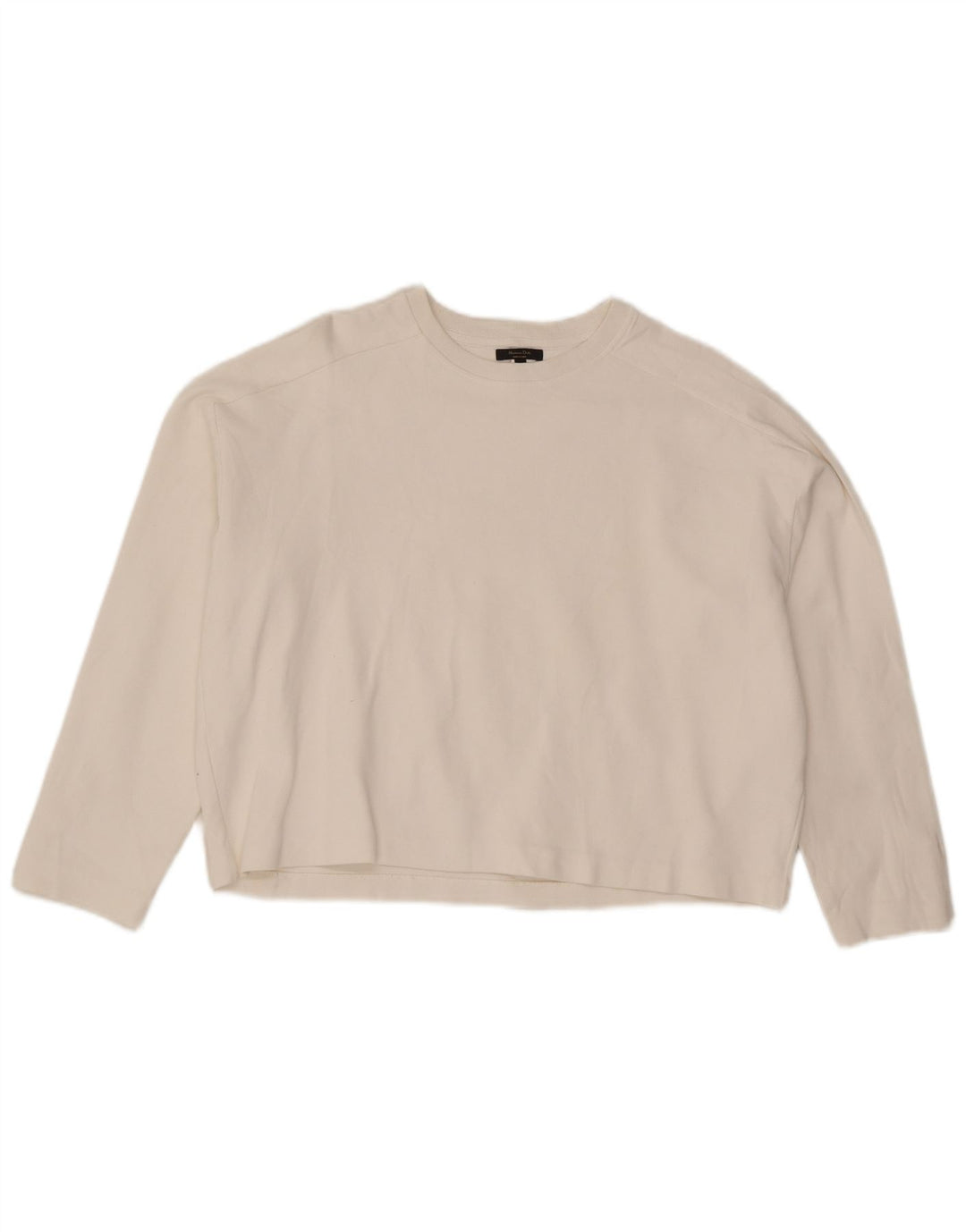 Top pentru femei Massimo Dutti cu mânecă lungă UK 14, bumbac alb mediu